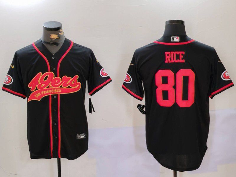 Men San Francisco 49ers #80 Rice Black gold Joint Name 2024 Nike Limited NFL Jersey style 1